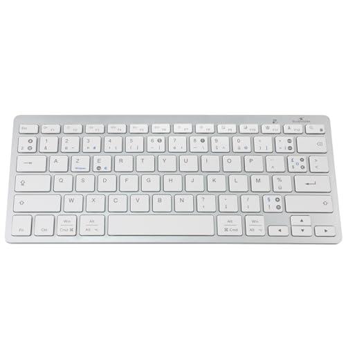 Bluestork - Kabellose Bluetooth-Tastatur für PC, kompatibel mit Windows 11, 10, 8, und Mac OS – Mini-Tastatur PC/Mac Französisch AZERTY, kompakt, ultradünn, leicht, leise – Neu 2023 (weiß) von Bluestork