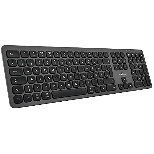 Bluestork - Keyboard für Mac – Wiederaufladbare Kabellose Bluetooth Tastatur - Ultra Feines Design aus Aluminium - Geräuschlose Tasten – 90 Stunden Autonomie – QWERTZ Layout (Schwarz) von Bluestork