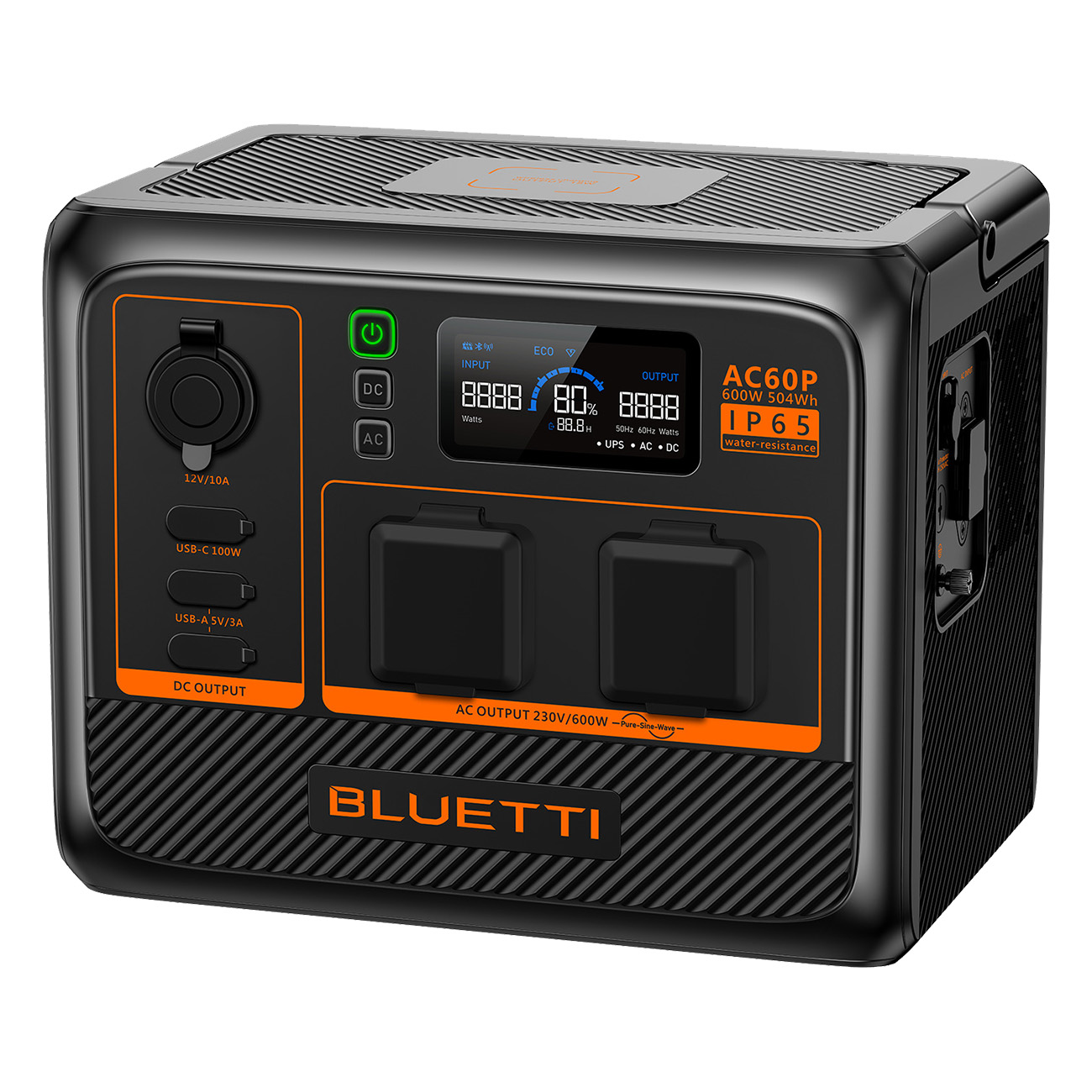BLUETTI Portable Power Station AC60P in schwarz  | AC mit 600 W | Solar 200 W | Zigarettenanz?nderanschluss | Kabelloses Ladepad | 7 Anschl?sse von Bluetti