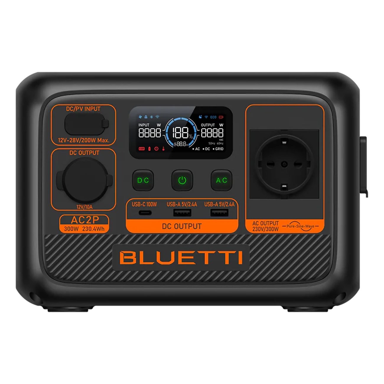 Bluetti AC2P Portable Powerstation schwarz | tragbar und leicht | Schnelle 270W Turboladung | 230,4Wh | Solarmodul | 600 W von Bluetti