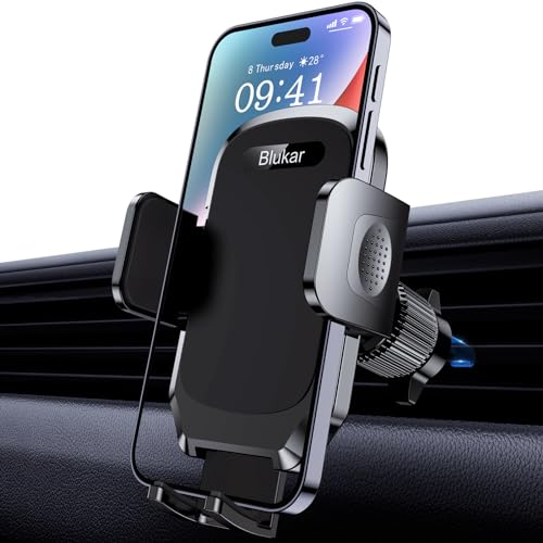 Blukar Handyhalterung Auto, Handyhalter fürs Auto Lüftung 360° Drehbar, Kfz-Handyhalterung mit Upgrade Stabilerem Hakenclip & EIN-Knopf-Release für iPhone, Galaxy und Alle 4,0''-6,7'' Smartphone von Blukar