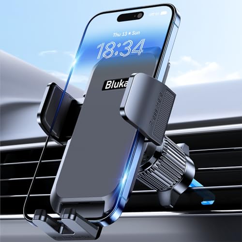 Blukar Handyhalterung Auto, Handyhalter für Autos Lüftung mit Upgraded Stabilere Version & EIN-Knopf-Release, 360° Drehbar KFZ Autohalterung für iPhone, Galaxy und Andere Android Smartphone von Blukar