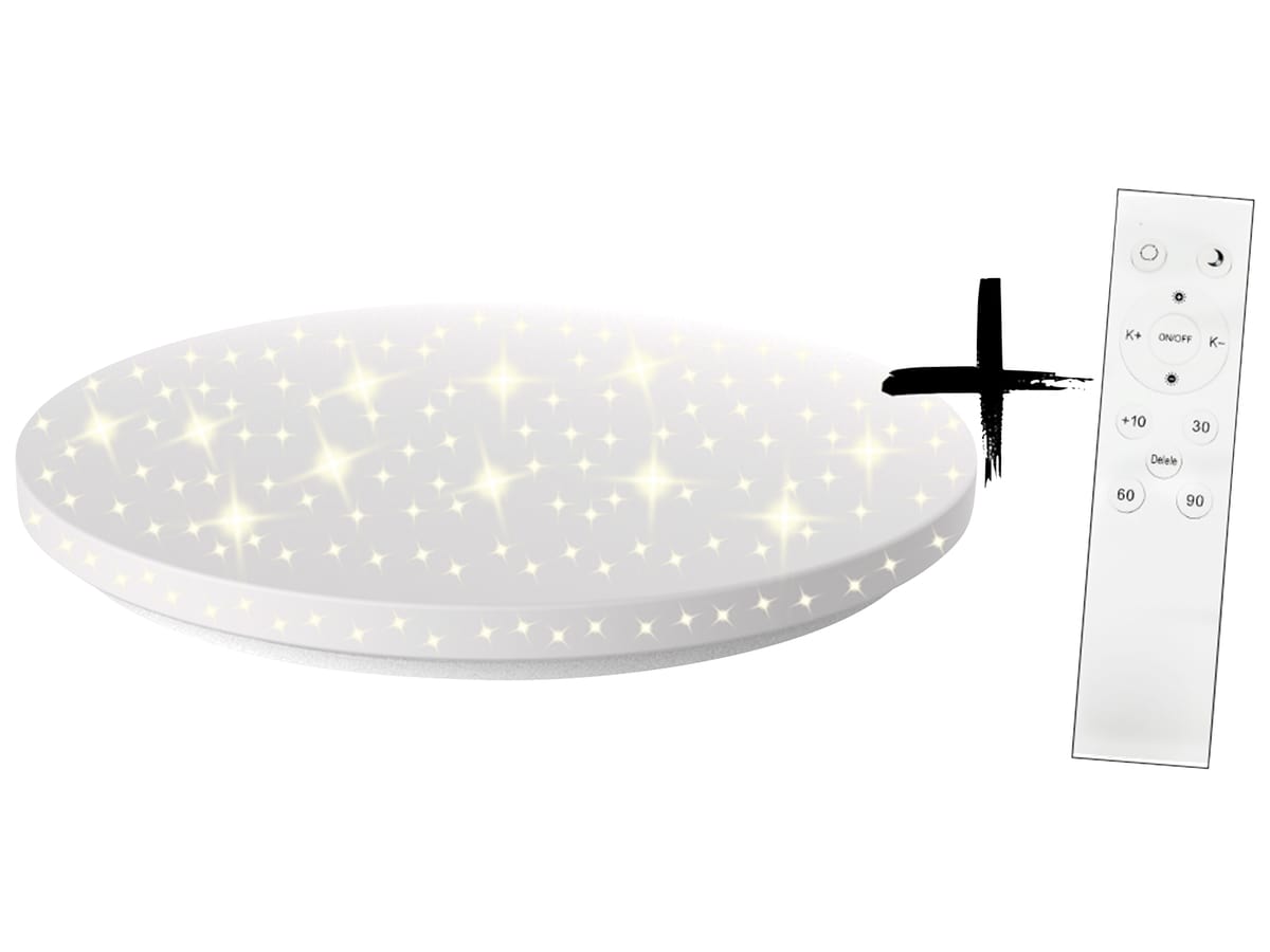 BLULAXA LED-Deckenleuchte, Promina-S, Sternenhimmel, 18W, CCT + Fernbedienung von Blulaxa