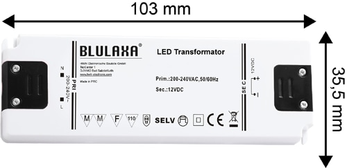 BLULAXA LED Netzteil, 15 W für 12 V- LED-Lampen u. Stripes von Blulaxa