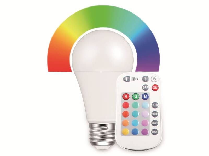 BLULAXA LED-SMD-Lampe, A60, RGB, E27, EEK: F, 9 W, 810 lm, 2700 K von Blulaxa