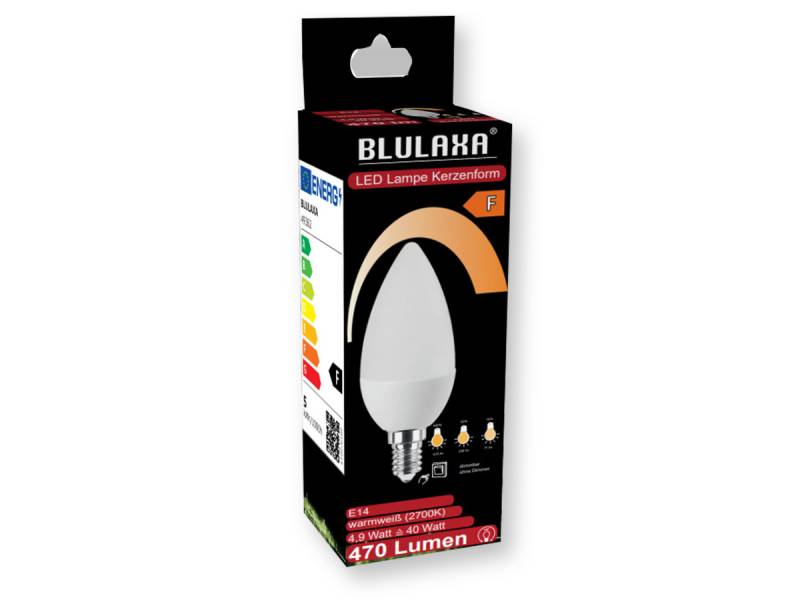 BLULAXA LED-SMD-Lampe, C35, E14, EEK: F, 4,9W, 470lm, 2700K von Blulaxa