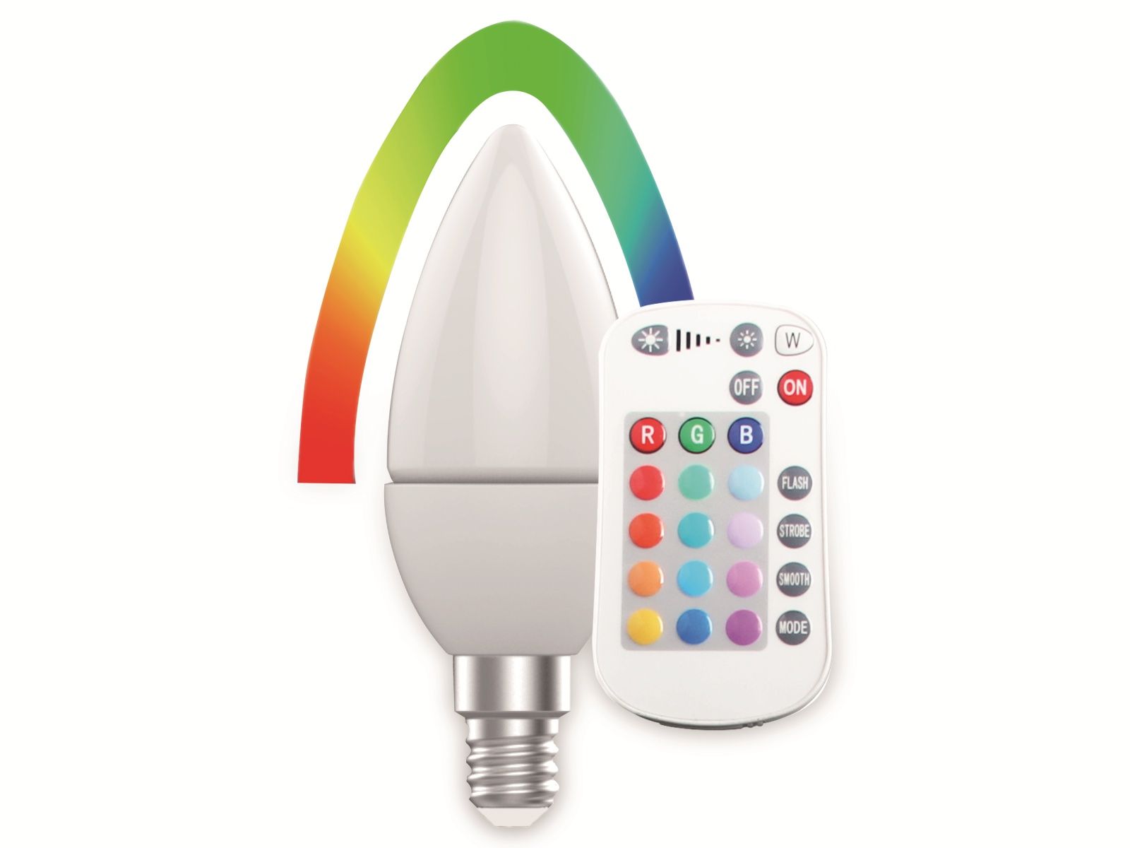 BLULAXA LED-SMD-Lampe, C37, RGB, E14, EEK: F, 5,5 W, 470 lm, 2700 K von Blulaxa