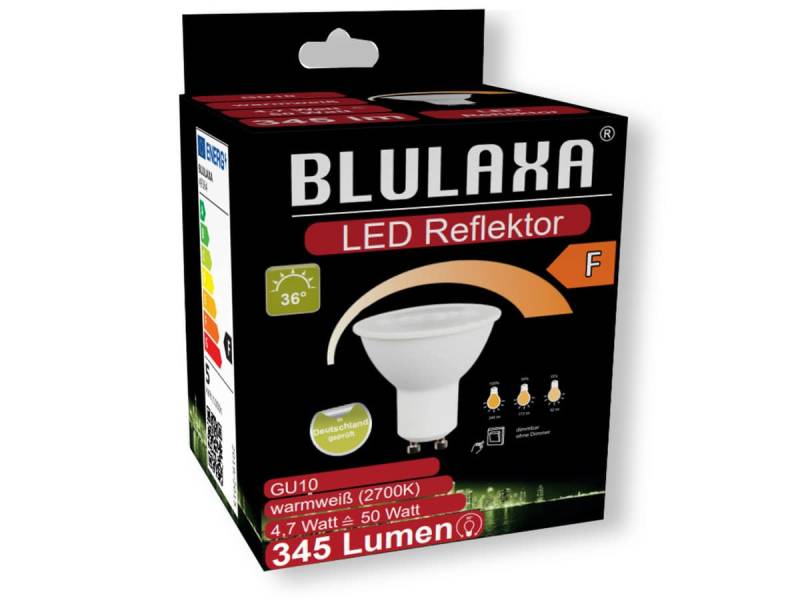BLULAXA LED-SMD-Reflektorlampe, GU10, EEK: F, 4,7W, 345lm, 2700K von Blulaxa