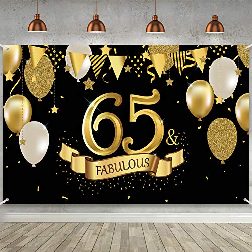65. Geburtstag Schwarz Gold Party Dekoration, Groß Gewebe Schwarz Gold Zeichen Poster für 65. Jahrestag Hintergrund Banner, 65. Geburtstag Party Foto Stand Hintergrund Banner 72,8 x 43,3 Zoll 65. Geburtstag Schwarz Gold Party Dekoration, Groß Gewebe Schwarz Gold Zeichen Poster für 65. Jahrestag Hintergrund Banner, 65. Geburtstag Party Foto Stand Hintergrund Banner 72,8 x 43,3 Zoll von Blulu