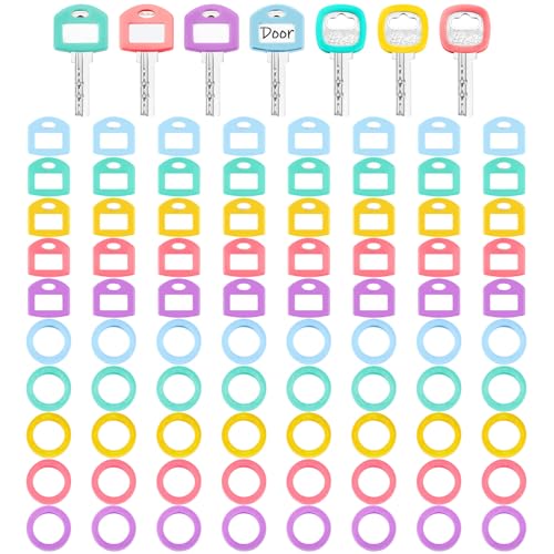 Blulu 80 Stück Schlüsselfarb-Abdeckungen, Kappen, Etiketten, Abdeckungen, Set, Kunststoff, Schlüsselkennungsringe, Aufsätze für Organisation, Haus, 2 Stile (Macaron-Farbe) von Blulu