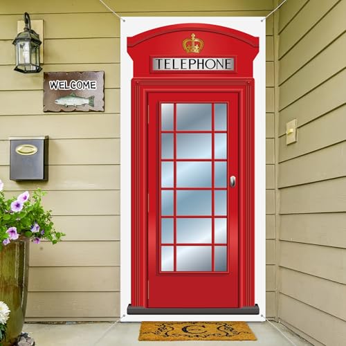 Englisch Telefonzellen Tür Abdeckung, Große Stoff Rot Telefonzellen Tür Abdeckung Haus Telefonzelle Dekor Banner für Foto Hintergrund Britisch Thema Party Gefallen, 78,7 x 35,4 Zoll Englisch Telefonzellen Tür Abdeckung, Große Stoff Rot Telefonzellen Tür Abdeckung Haus Telefonzelle Dekor Banner für Foto Hintergrund Britisch Thema Party Gefallen, 78,7 x 35,4 Zoll von Blulu