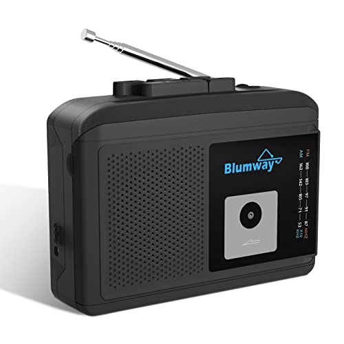 BlumWay Bluetooth Walkman Tragbarer Retro Kassettenspieler, Konverter Digitaler Audio Musikkassetten, Kassettenrekorder AM/FM Radio Stereo mit Lautsprecher und Kopfhöreranschluss von BlumWay