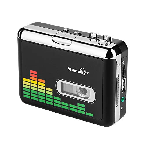 BlumWay USB Kassette zu MP3 Konverter, tragbarer Kassettenspieler Digital Kassettenkonverter Audio Musik Player Kassettekonverter mit Kopfhörern und Tragetasche (PC000249) von BlumWay