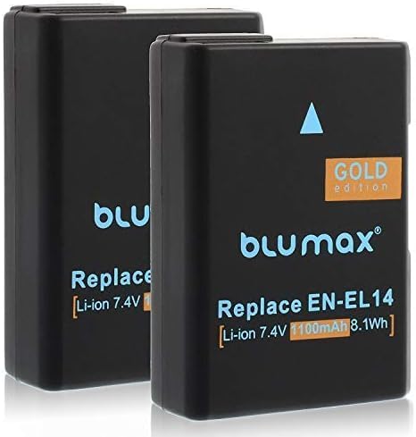 2X Blumax Akku 1100mAh ersetzt Nikon EN-EL14 EN-EL14a D5300 D5100 D5300 D5500 D3100 D3200 D3300 D3400 P7800 P7700 P7100 P7000 von Blumax