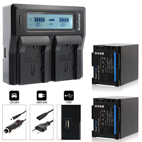 2X Blumax Akku BP-828 2400mAh + Doppelladegerät BP-827 BP-820 BP-819 BP-809 BP-808 Dual Charger | 2 Akkus gleichzeitig Laden 2X Blumax Akku BP-828 2400mAh + Doppelladegerät BP-827 BP-820 BP-819 BP-809 BP-808 Dual Charger | 2 Akkus gleichzeitig Laden von Blumax