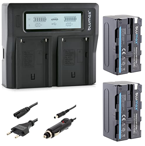 2X Blumax Akku NP-F750 / NP-F550-5200mAh + Dual LCD-Ladegerät | kompatibel mit Sony NP-F570 NP-F970 NP-F990 für Blitzgeräte Videoleuchten Fieldmonitor 2X Blumax Akku NP-F750 / NP-F550-5200mAh + Dual LCD-Ladegerät | kompatibel mit Sony NP-F570 NP-F970 NP-F990 für Blitzgeräte Videoleuchten Fieldmonitor von Blumax