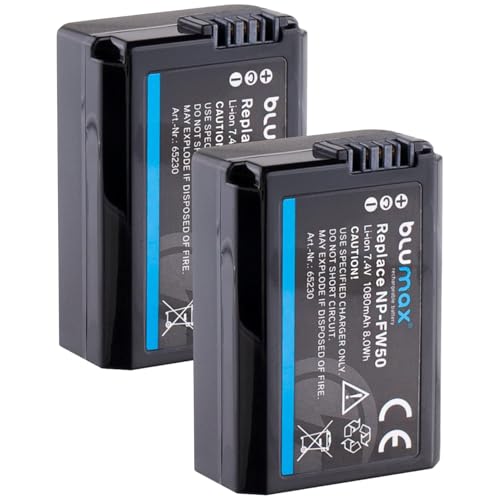 2X Blumax Akku kompatibel mit Sony NP-FW50 |- 1080mAh -| Sony Alpha 7 7II 7R 7S II 6300 6500 // NEX-6 NEX-7 NEX-F3 // CyberShot DSC RX10 IV // ZV-E10 2X Blumax Akku kompatibel mit Sony NP-FW50 |- 1080mAh -| Sony Alpha 7 7II 7R 7S II 6300 6500 // NEX-6 NEX-7 NEX-F3 // CyberShot DSC RX10 IV // ZV-E10 von Blumax