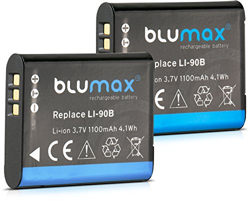 2X Blumax Akku für Olympus Li-90b / Li-92b 1100mAh | kompatibel mit Olympus XZ-2 Tough TG-1 TG-2 TG-3 TG-4 TG-5 SH-50 SH-60 SP-100 EE Traveller SH-1 SH-2 von Blumax