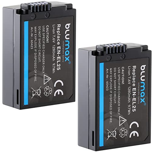 2X Blumax Akku kompatibel mit Nikon EN-EL25 - für Nikon Z50 Z30 und Nikon Z fc - 1280mAh von Blumax