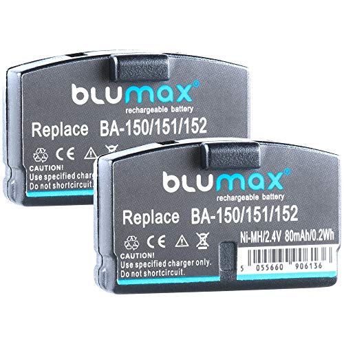 2X Blumax Akku kompatibel mit Sennheiser BA150 / BA151 / 152 | 2,4V 80mAh passend für Wireless Headset, Kopfhörer Sennheiser A200 / HDI 302 / HDI 380 / HDR4 / HDR6 / HDR30 von Blumax
