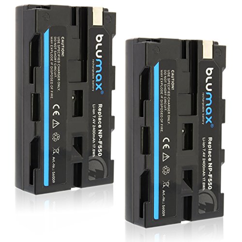 2X Blumax Akku kompatibel mit Sony NP-F550 / NP-F530 / NP-F570 | 2400mAh - (Blackmagic NP-F570) - auch für Diverse Blitzgeräte Videoleuchten Fieldmonitore von Blumax