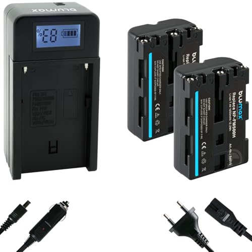 2X Blumax Akku kompatibel mit Sony NP-FM500H 1650mAh + Speed Charger NP-FM500 NP-FM55H für Sony Alpha 65 99 - A77 A99 II - DSLR A850 A900 - VG-C99AM 2X Blumax Akku kompatibel mit Sony NP-FM500H 1650mAh + Speed Charger NP-FM500 NP-FM55H für Sony Alpha 65 99 - A77 A99 II - DSLR A850 A900 - VG-C99AM von Blumax