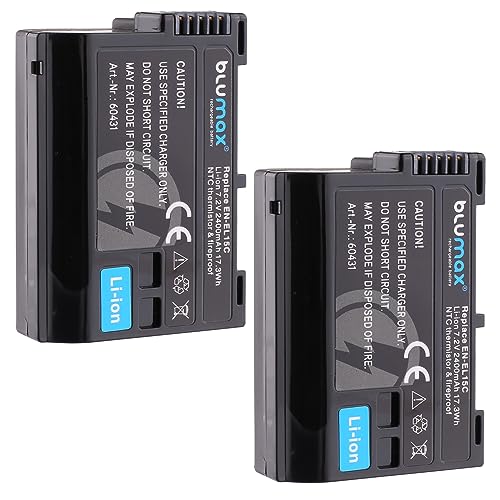 2X Blumax EN-EL15c Akku 2400mAh kompatibel mit Nikon Z8 Z7 Z7II Z6 Z6II Z5 von Blumax