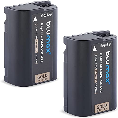 2X Blumax Gold Akku ersetzt DMW-BLK22 BLK22E 2250mAh 7,2V 16,2Wh kompatibel mit Panasonic DC S5 S5K G9 GH5 GH5 II GH5S GH6 von Blumax