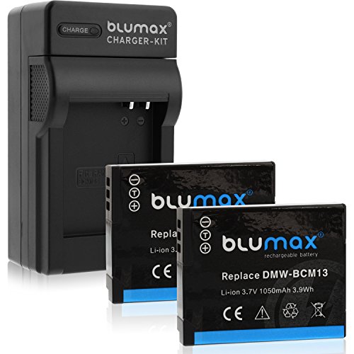 Blumax 1x Ladegerät + 2X Akku ersetzt Panasonic DMW-BCM13 DMW-BCM13E kompatibel mit Panasonic DMC-TZ40/DMC-TZ41/DMC-TZ56/DMC-TZ61/DMC-FT5 lader akku Haus kfz USB von Blumax
