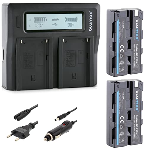 Blumax 2X Akku NP-F550 / NP-F750 3500mAh LG Zellen + LCD Dual Ladegerät | kompatibel mit Sony NP-F570 NP-F530 für Blitzgeräte Videoleuchten Fieldmonitore Blumax 2X Akku NP-F550 / NP-F750 3500mAh LG Zellen + LCD Dual Ladegerät | kompatibel mit Sony NP-F570 NP-F530 für Blitzgeräte Videoleuchten Fieldmonitore von Blumax