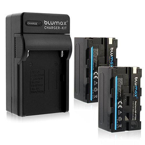 Blumax 2X Akku ersetzt Sony NP-F750/F970/F960/F550-4000mAh + Ladegerät inkl. KFZ Ladekabel von Blumax