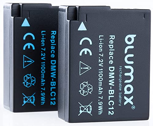 Blumax 2X Akku für Panasonic DMW BLC12 DMW BLC12 E echte 1100mAh Extra Starke Leistung passend für DMC GX8 G70 G81 G85 G7 G6 G5 FZ2000 FZ2500 FZ1000 FZ200 FZ300 von Blumax