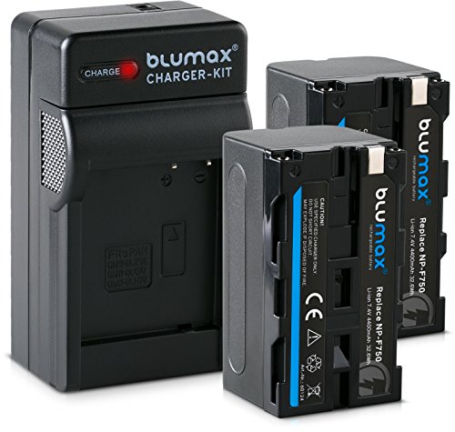 Blumax 2X Akku für Sony NP-F750 / F550 / F970 / F960-4400mAh + Ladegerät inkl. KFZ Ladekabel von Blumax