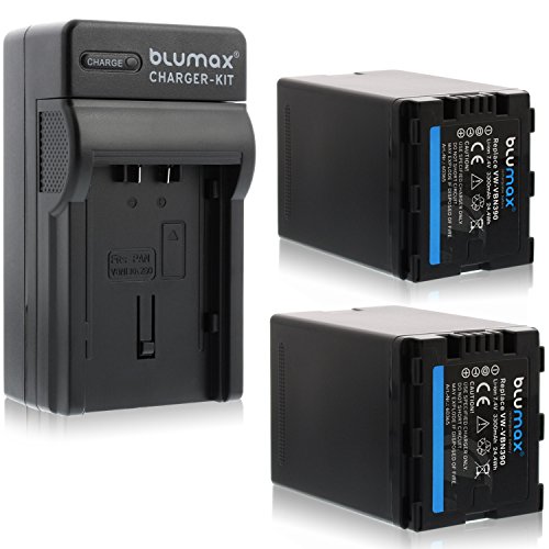 Blumax 2X ersetzt VW-VBN390 3300mAh + Ladegerät VW-VBN390 | ersetzt Panasonic HDC-SD800 HDC-SD900 HDC-SD909 HDC-TM900 HDC-HS900 - HC X929 X810 X909 X900 X800 von Blumax