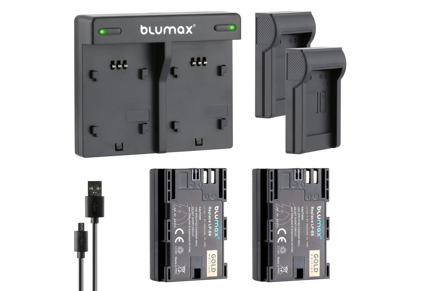 Blumax 2x Akku + Lader für Canon LP-E6 EOS LP-E6N 2040 mAh Kamera-Akku Blumax 2x Akku + Lader für Canon LP-E6 EOS LP-E6N 2040 mAh Kamera-Akku von Blumax