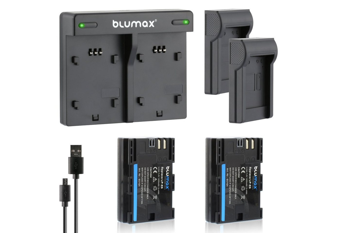 Blumax 2x Akku + Lader für Canon LP-E6 LP-E6N 1400 mAh Kamera-Akku Blumax 2x Akku + Lader für Canon LP-E6 LP-E6N 1400 mAh Kamera-Akku von Blumax