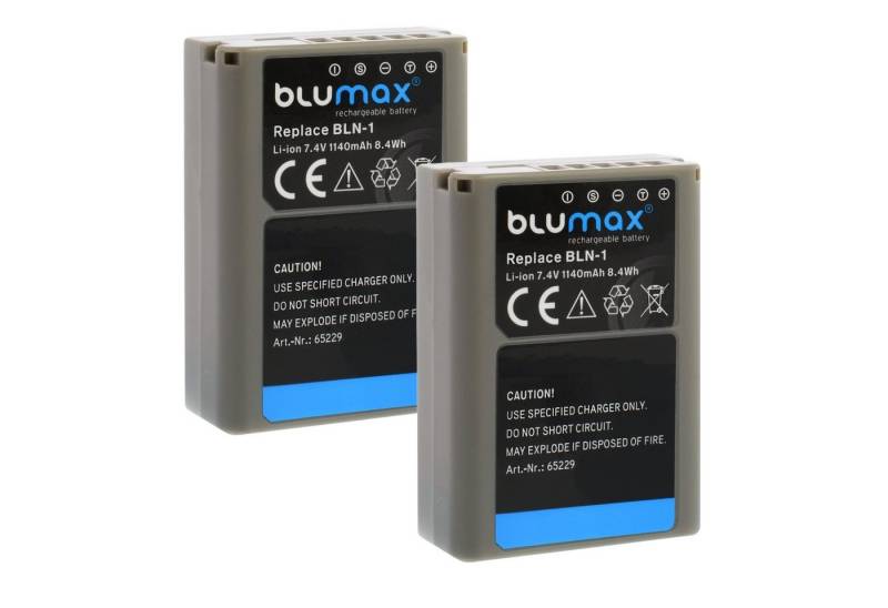 Blumax 2x BLN-1 OM-D E-M1 E-M5 PEN E-P5 PEN-F. 1140 mAh Kamera-Akku von Blumax