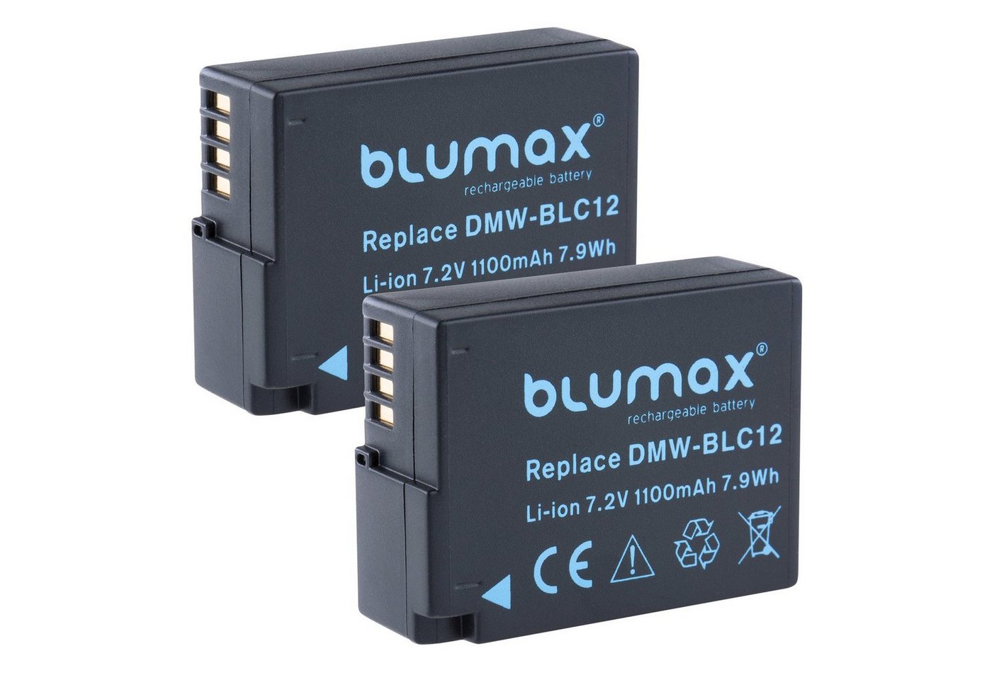 Blumax 2x DMW-BLC12 DMC-FZ1000 FZ2000 GH2 G5 1100 mAh Kamera-Akku von Blumax