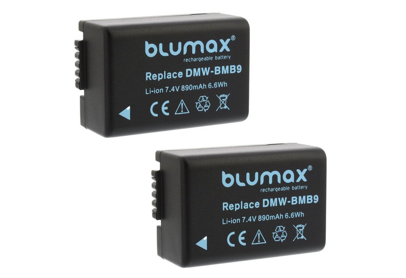 Blumax 2x DMW-BMB9 Lumix DMC-FZ150, DC-FZ82 890 mAh Kamera-Akku von Blumax