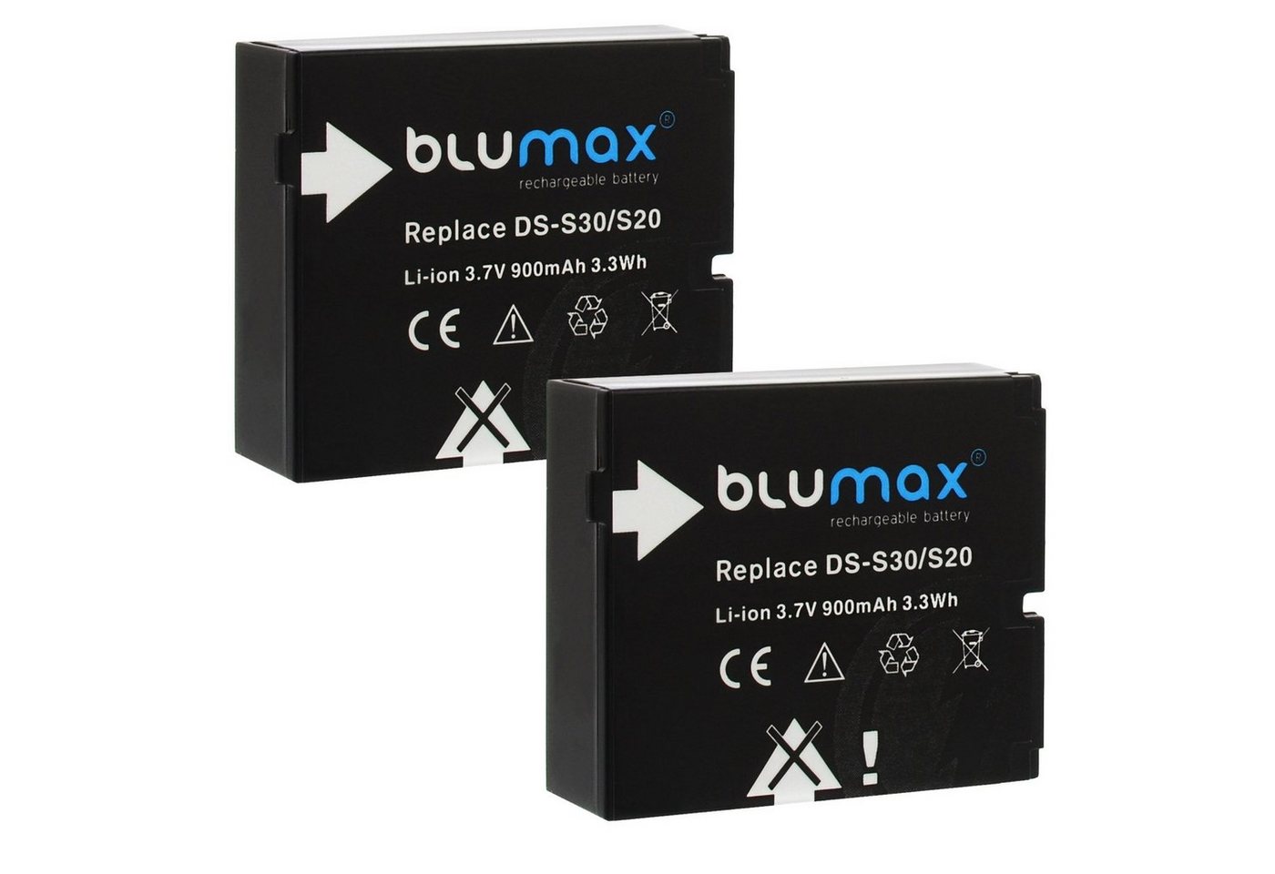 Blumax 2x DS-S30 DS-SD20 Bullet 3s 4s 5s, SD20F 900 mAh Kamera-Akku von Blumax