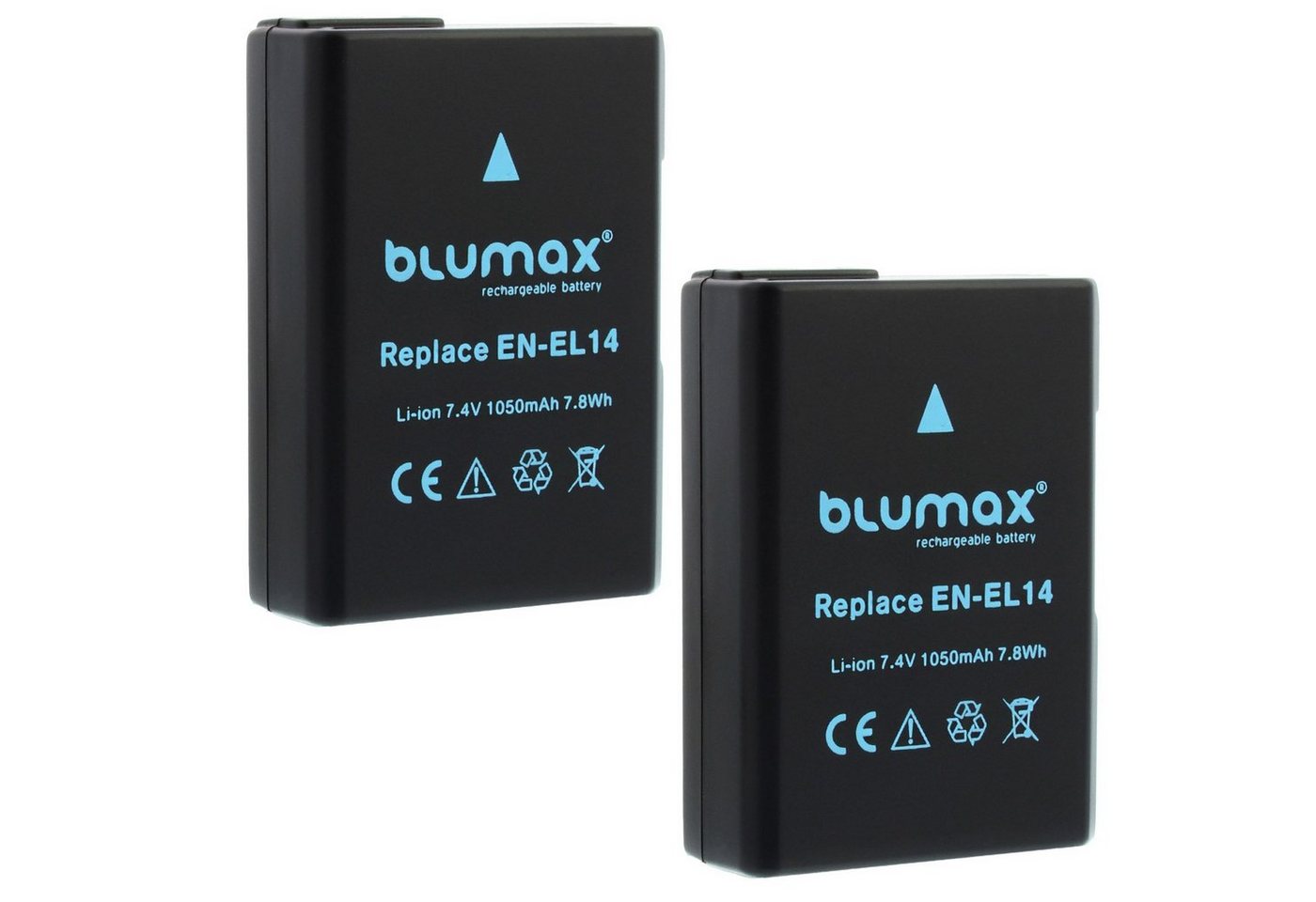 Blumax 2x EN-EL14 D3300 D5300 D5500 D5600 P7800 1050 mAh Kamera-Akku von Blumax