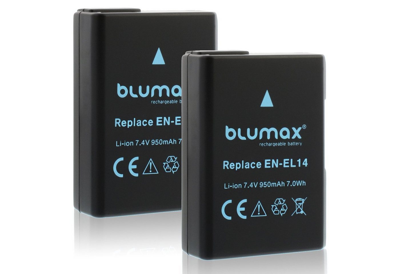 Blumax 2x EN-EL14 D5300 D5500 D5600 P7700 P7800 950 mAh Kamera-Akku von Blumax