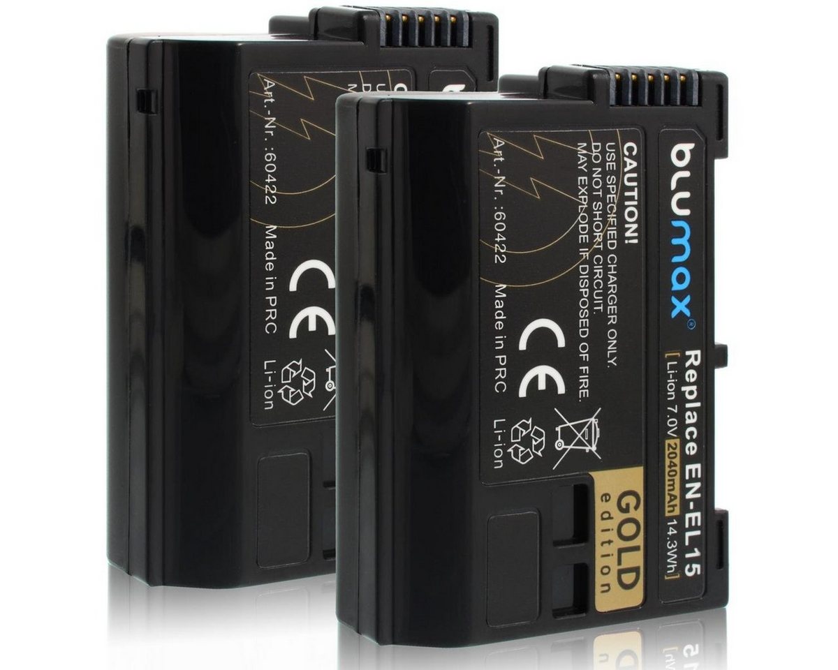 Blumax 2x EN-EL15 A/B/C Z5 Z6 Z7 II D7500 2040 mAh Kamera-Akku von Blumax