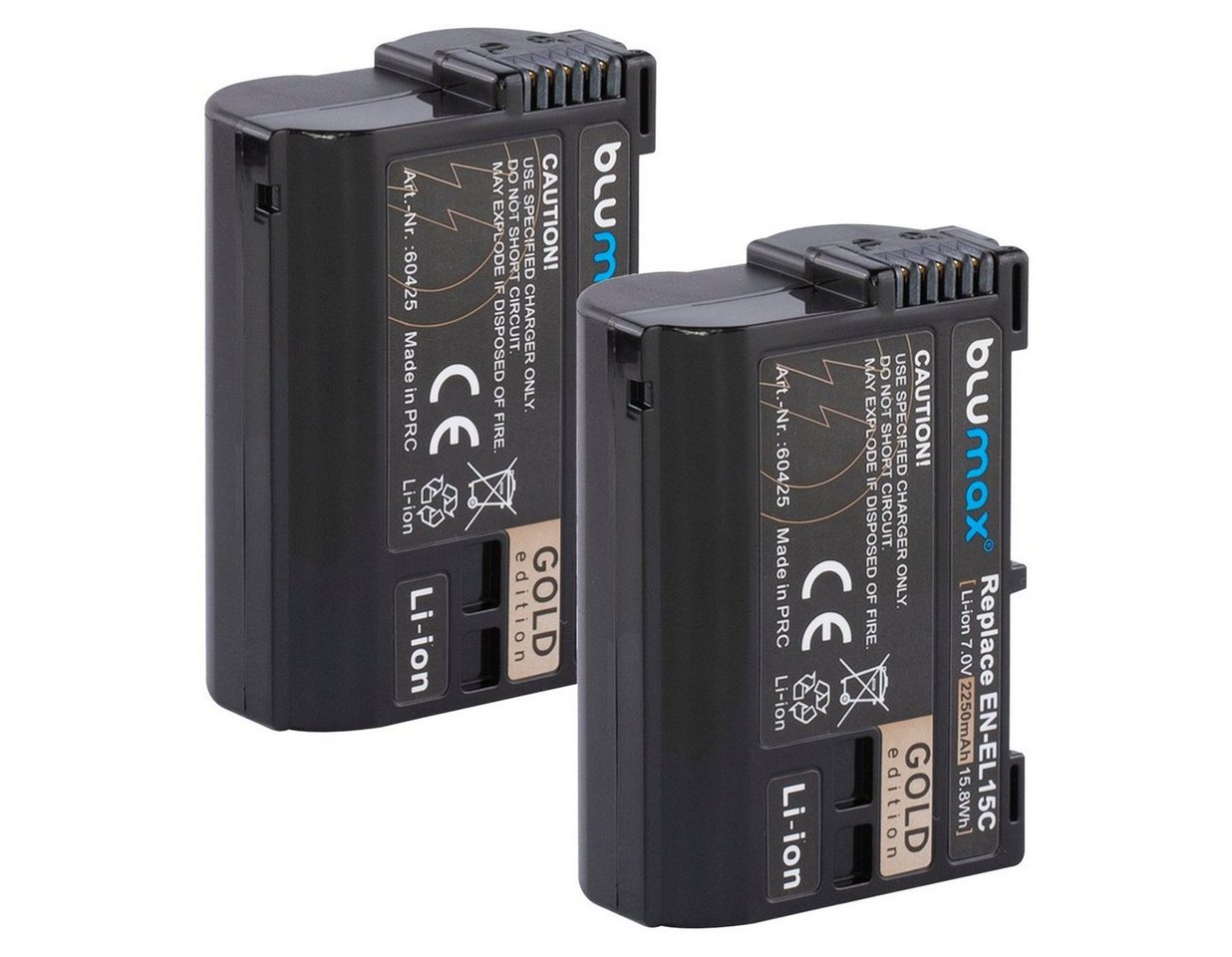 Blumax 2x EN-EL15C A/B/C Z5 Z6 Z7 II D7500 2250 mAh Kamera-Akku von Blumax