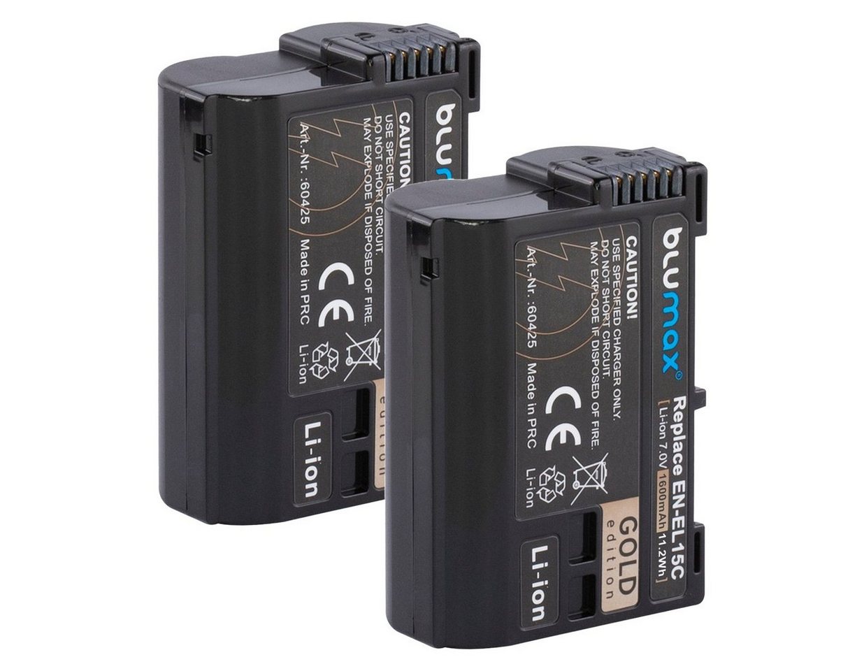 Blumax 2x EN-EL15C D7000, D800E Z5 Z6 Z7 II D7500 1600 mAh Kamera-Akku von Blumax