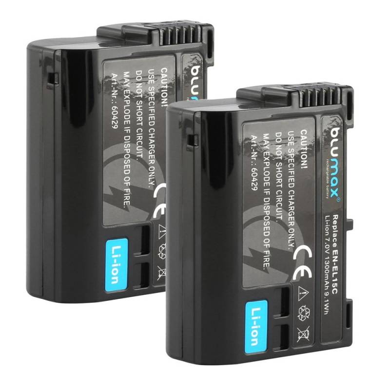 Blumax 2x EN-EL15C D7000, Z5 Z6 Z7 II D7500 1300 mAh Kamera-Akku von Blumax