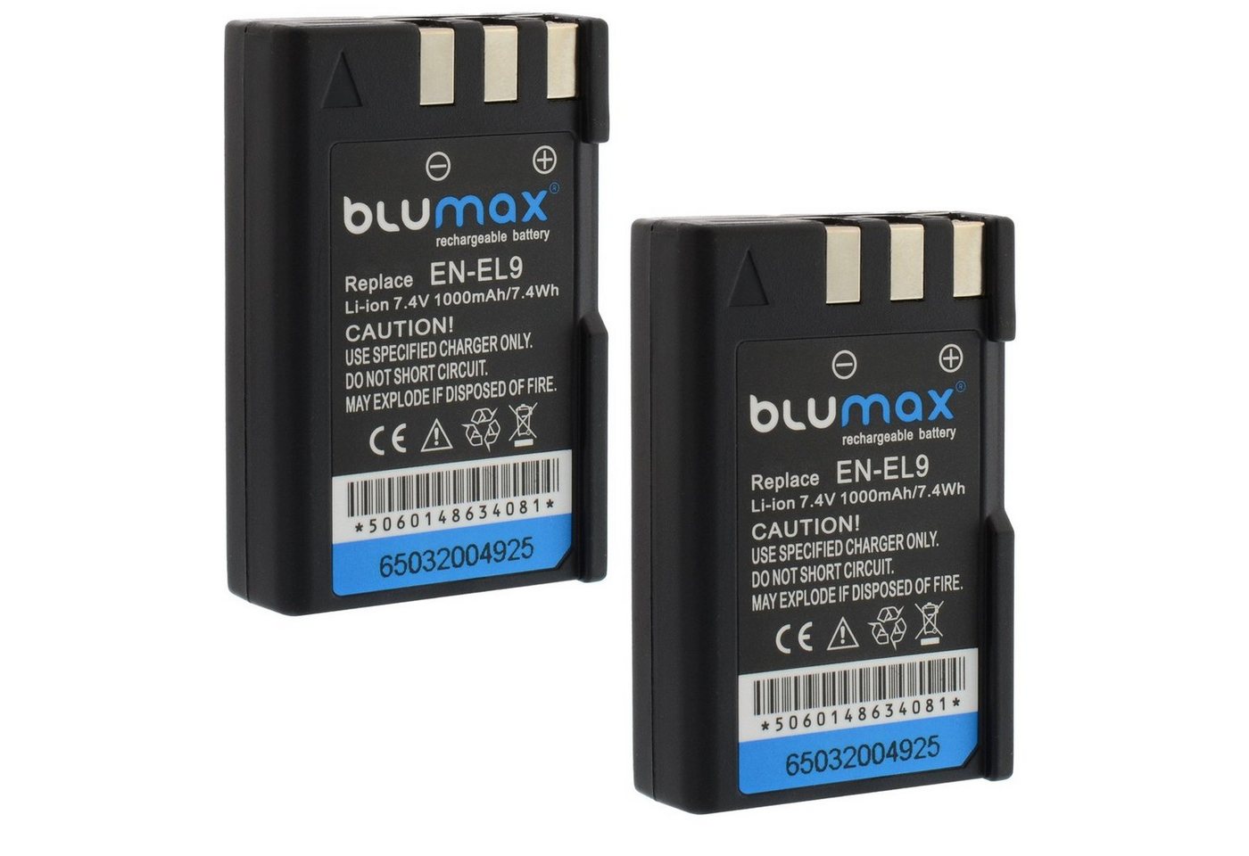 Blumax 2x EN-EL9 DSLR D40 D60 D3000 D5000 1000 mAh Kamera-Akku von Blumax