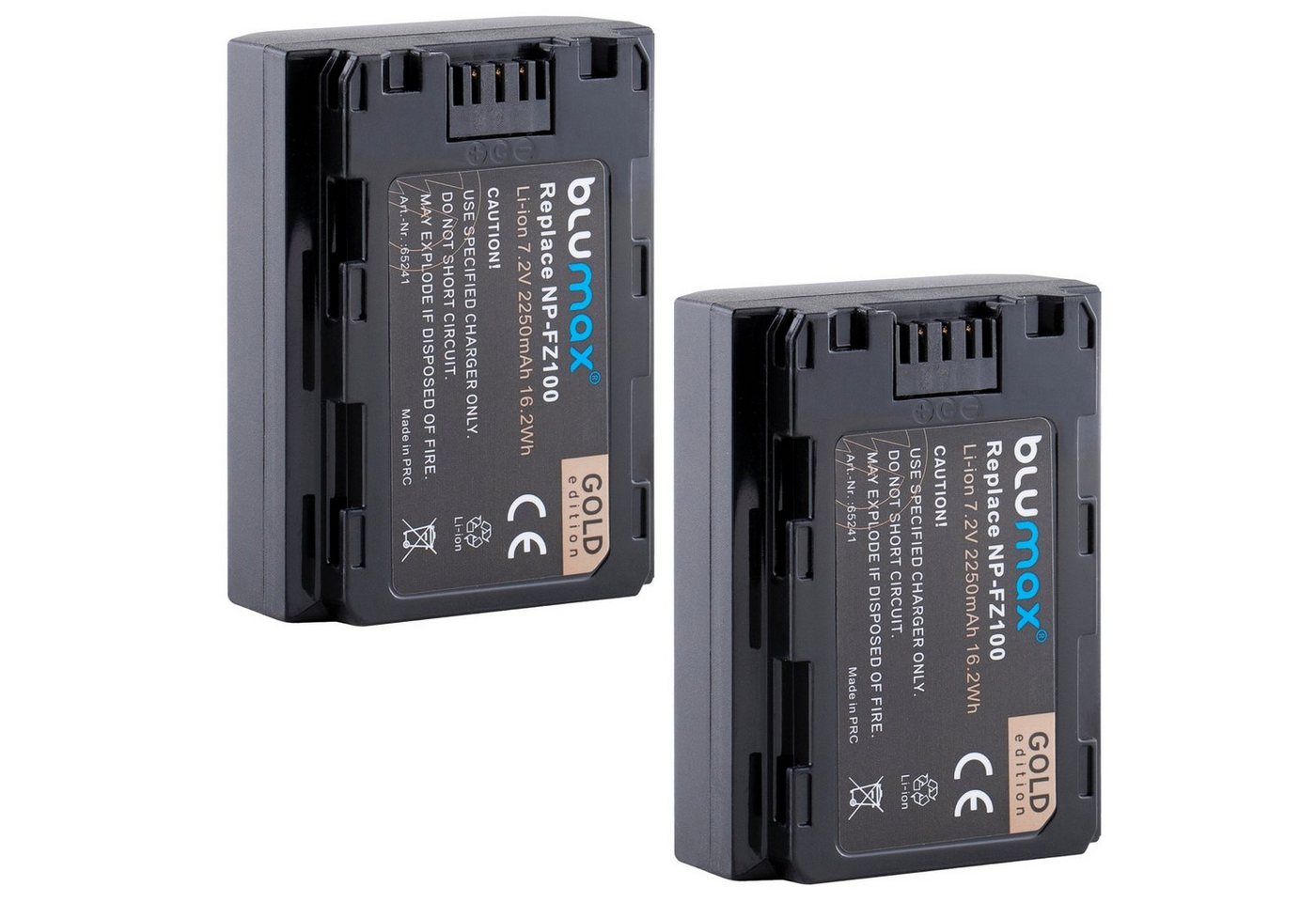 Blumax 2x FZ-FZ100 Alpha 7C 9 A9 II 9S A1 A7 A7RM4 2250 mAh Kamera-Akku von Blumax