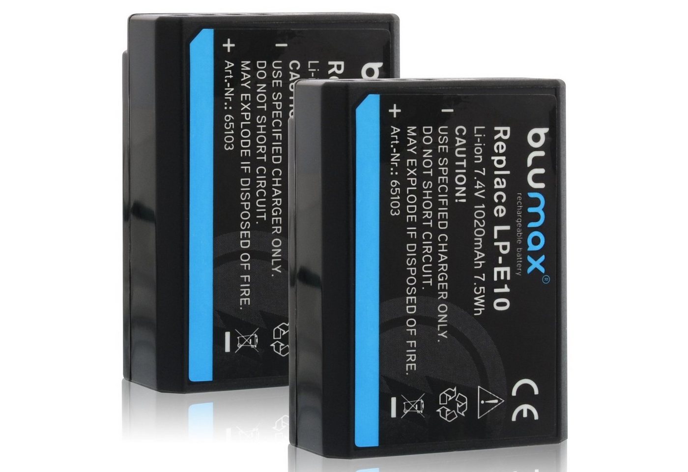 Blumax 2x LP-E10 EOS 1100D 1200D 1300D 2000D 1020 mAh Kamera-Akku von Blumax