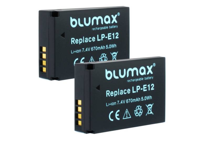 Blumax 2x LP-E12 EOS,M200,M100, M50,EOS 100D 670 mAh Kamera-Akku von Blumax